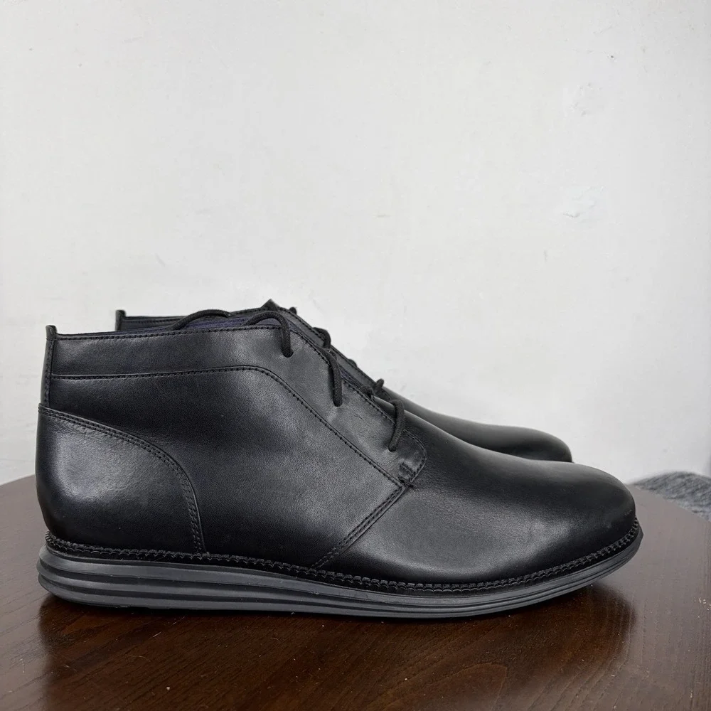 Cole Haan OriginalGrand Chukka Boots Men's 13M Black Leather Lace Up Comfort
